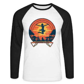 Entraînement de remise en forme pour femmes Trampoline Hall Sport - T-shirt baseball manches longues Homme - blanc/noir - Devant - Nik (191cm)