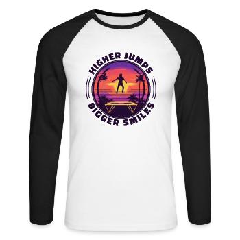 Lustige Sprüche Fitness Workout Trampolin-Sport - Unisex Baseballshirt langarm - Weiß/Schwarz - Vorne - Nik (191cm)