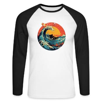 kitesurf kitesurf kitesurf planche de kite surf - T-shirt baseball manches longues Homme - blanc/noir - Devant - Nik (191cm)