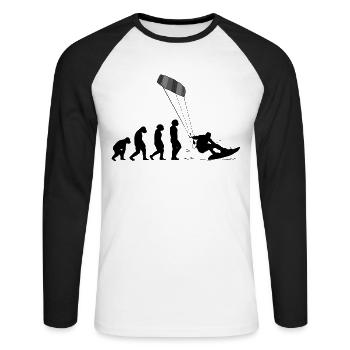 Kitesurf Kiteboard Kitesurfen Kite-Surf Evolution - Unisex Baseballshirt langarm - Weiß/Schwarz - Vorne - Nik (191cm)