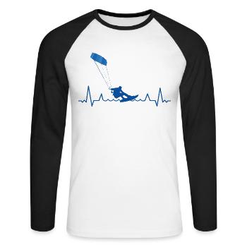 Kitesurf Kiteboard Kitesurfen Kitesurf Herzschlag - Unisex Baseballshirt langarm - Weiß/Schwarz - Vorne - Nik (191cm)