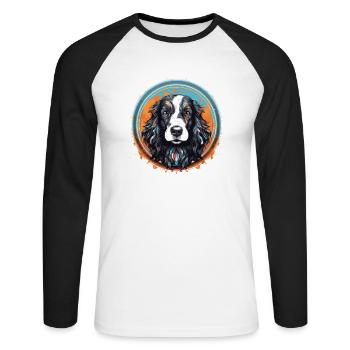 Hunde Hunderasse Zubehör Englisch Springer-Spaniel - Unisex Baseballshirt langarm - Weiß/Schwarz - Vorne - Nik (191cm)