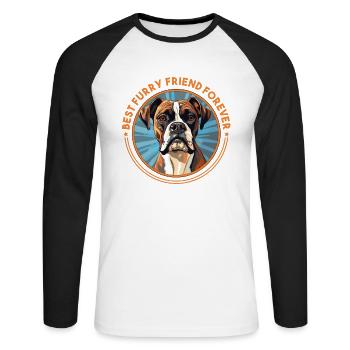 Boxer-Hunderasse Hundehalter lustige Sprüche - Unisex Baseballshirt langarm - Weiß/Schwarz - Vorne - Nik (191cm)