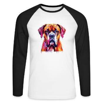 Boxer Race Chien Boxer Accessoires Chiens Propriétaires De Chiens - T-shirt baseball manches longues Homme - blanc/noir - Devant - Nik (191cm)