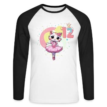 Filles ballet ballerine chats 12 ans 12ème - T-shirt baseball manches longues Homme - blanc/noir - Devant - Nik (191cm)