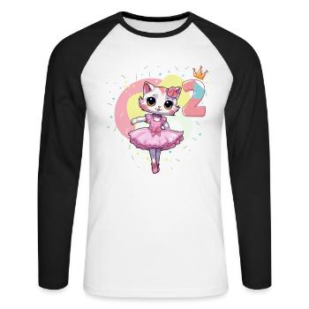 Mädchen Ballett-Ballerina Katzen 2 Jahre alt 2. - Unisex Baseballshirt langarm - Weiß/Schwarz - Vorne - Nik (191cm)