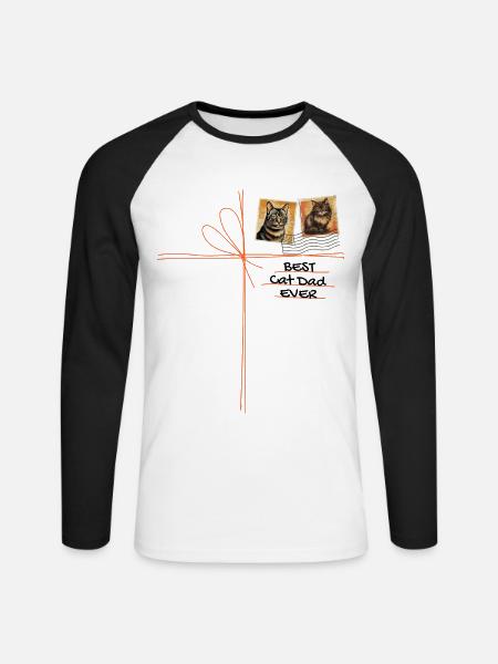 Katzen Papa Katze Cartoons Katzen Katzenväter - Unisex Baseballshirt langarm - Weiß/Schwarz