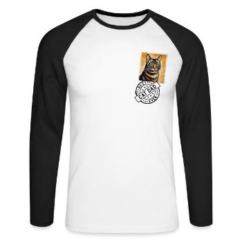 Chats, papa, chat, timbre de chat, papas de chat - T-shirt baseball manches longues Homme - blanc/noir - Devant - Nik (191cm)