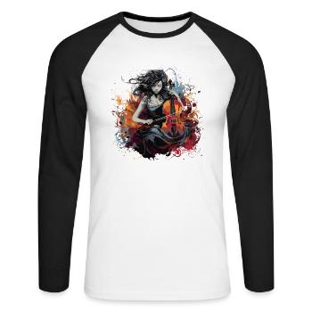 Violoncelliste, violoncelliste-musicien - T-shirt baseball manches longues Homme - blanc/noir - Devant - Nik (191cm)