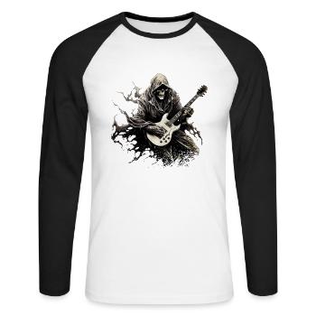 Guitarist tshirt electric guitar strings - Unisex Long Sleeve Baseball T-Shirt - white/black - Front - Nik (191cm)