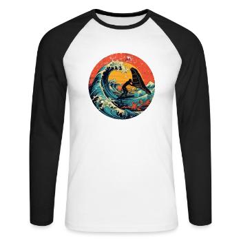 Wingfoil Surfer Wingfoiling Board Vintage - Unisex Long Sleeve Baseball T-Shirt - white/black - Front - Nik (191cm)