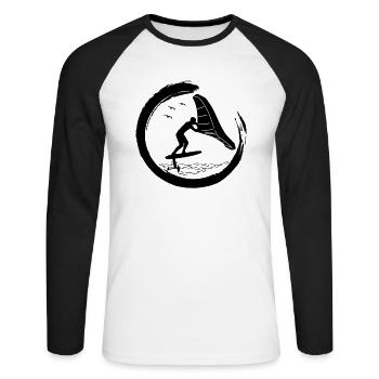 Wingfoil-Surfer Wingfoiling Hydrofoil Wing-Foiling - Unisex Baseballshirt langarm - Weiß/Schwarz - Vorne - Nik (191cm)