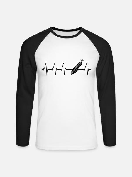Dulcimer-Musiker Zupfinstrument Hammered Hackbrett - Unisex Baseballshirt langarm - Weiß/Schwarz