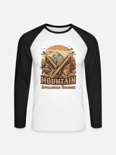 Dulcimer-Musiker Zupfinstrument Hammered Hackbrett - Unisex Baseballshirt langarm - Weiß/Schwarz