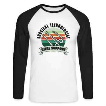Chirurgisch-technischer Assistent Chirurg - Unisex Baseballshirt langarm - Weiß/Schwarz - Vorne - Nik (191cm)