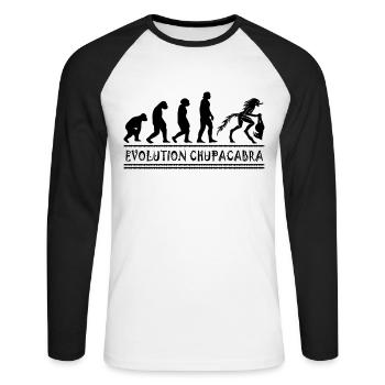Cryptozoologistes Chupacabra Créatures Évolution - T-shirt baseball manches longues Homme - blanc/noir - Devant - Nik (191cm)