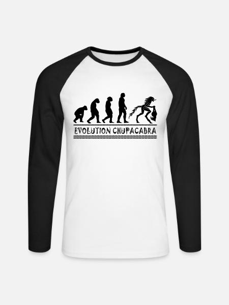 Cryptozoologistes Chupacabra Créatures Évolution - T-shirt baseball manches longues Homme - blanc/noir
