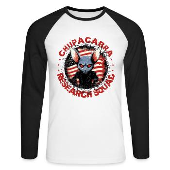 Cryptozoologistes Chupacabra Créatures Drôle - T-shirt baseball manches longues Homme - blanc/noir - Devant - Nik (191cm)