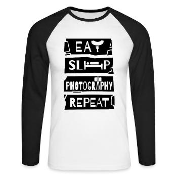 Photography Camera Photo-REPEAT Nature Photographer - Unisex Long Sleeve Baseball T-Shirt - white/black - Front - Nik (191cm)