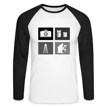 Photography Camera, Nature Photographer, Animal Photographer - Unisex Long Sleeve Baseball T-Shirt - white/black - Front - Nik (191cm)