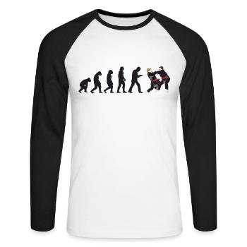 Judoka Taekwondo Karaté Aïkido Ju-Jutsu Evolution - T-shirt baseball manches longues Homme - blanc/noir - Devant - Nik (191cm)