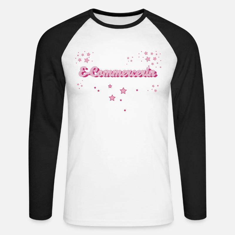Online-Händler Abschluss-Geschenk E-Commercerin - Unisex Baseballshirt langarm - Weiß/Schwarz