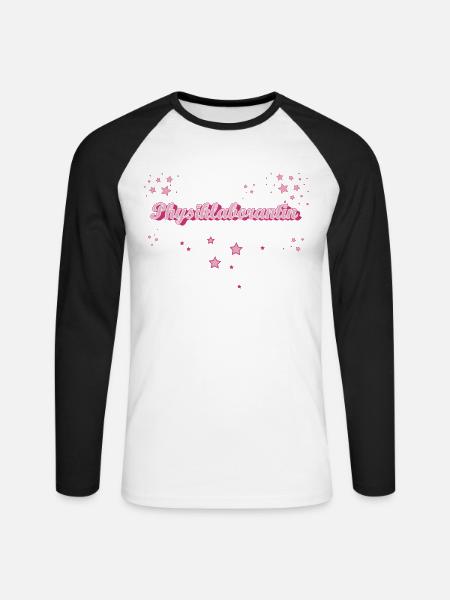 Laborant Abschluss-Geschenk Physiklaborantin - Unisex Baseballshirt langarm - Weiß/Schwarz