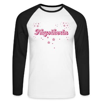 Physik Abschluss-Geschenk Physikerin - Unisex Baseballshirt langarm - Weiß/Schwarz - Vorne - Nik (191cm)