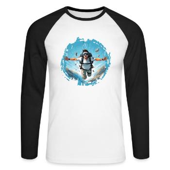 PARACHUTISTE Fallschirmspringen PARACHUTISME - T-shirt baseball manches longues Homme - blanc/noir - Devant - Nik (191cm)