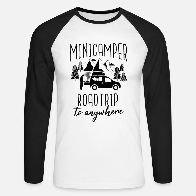 Minicamper Dire Camping-Camper Microcamper - T-shirt baseball manches longues Homme - blanc/noir