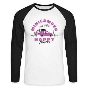 Minicamper Happy-Platz Camping-Camper Microcamper - Unisex Long Sleeve Baseball T-Shirt - white/black - Front - Nik (191cm)