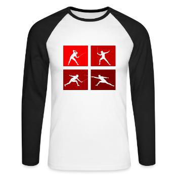 Fencing Game Gamer Fencer Game Fencing Fencer - Unisex Long Sleeve Baseball T-Shirt - white/black - Front - Nik (191cm)