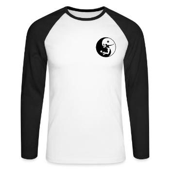Ballon de volley-ball Joueur de volley-ball Symbole Yin-Yang - T-shirt baseball manches longues Homme - blanc/noir - Devant - Nik (191cm)