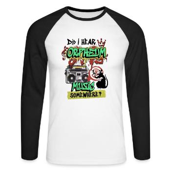 Dortmunder Discothek 80er 90er Wave-Musik Orpheum - Unisex Baseballshirt langarm - Weiß/Schwarz - Vorne - Nik (191cm)
