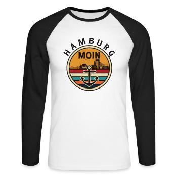 LOVE Hamburg City Vacation Trips - Unisex Long Sleeve Baseball T-Shirt - white/black - Front - Nik (191cm)