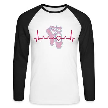 Danseuse de ballet Fille Ballet Danse Battement de cœur - T-shirt baseball manches longues Homme - blanc/noir - Devant - Nik (191cm)
