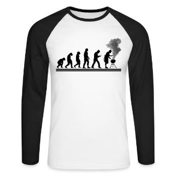 BBQ Barbecue Evolution Grill Barbecue Grill - T-shirt baseball manches longues Homme - blanc/noir - Devant - Nik (191cm)