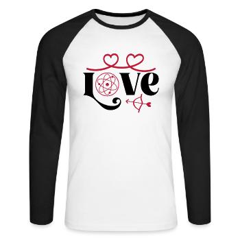 LOVE Physique, Biologie, Chimie Sciences naturelles - T-shirt baseball manches longues Homme - blanc/noir - Devant - Nik (191cm)