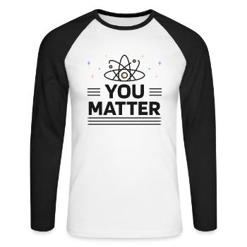 Physics, Biology, Natural Sciences Math - Unisex Long Sleeve Baseball T-Shirt - white/black - Front - Nik (191cm)