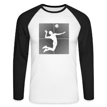 Ballon de volley-ball vintage Joueur de volley-ball - T-shirt baseball manches longues Homme - blanc/noir - Devant - Nik (191cm)