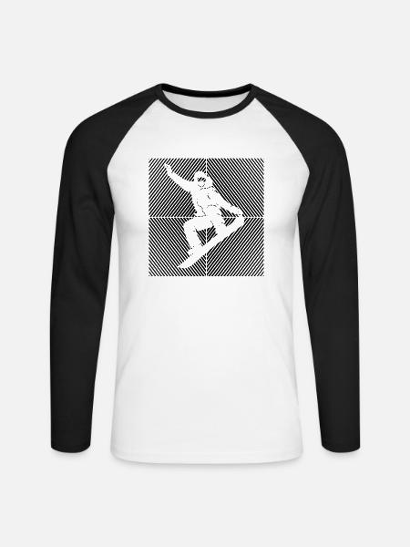 Snowboard Snowboarding Skilift Snowboarder - Unisex Baseballshirt langarm - Weiß/Schwarz