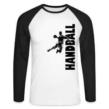 Handball Joueur Handball Ballon Handball Jeu de Handball - T-shirt baseball manches longues Homme - blanc/noir - Devant - Nik (191cm)
