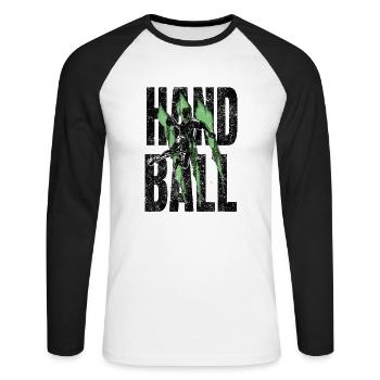Joueur de handball Ballon de handball Jeu de handball - T-shirt baseball manches longues Homme - blanc/noir - Devant - Nik (191cm)