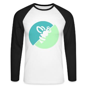 Abeille contrastée vert pastel - T-shirt baseball manches longues Homme - blanc/noir - Devant - Nik (191cm)