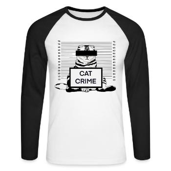 Kriminelle Katze - Unisex Baseballshirt langarm - Weiß/Schwarz - Vorne - Nik (191cm)