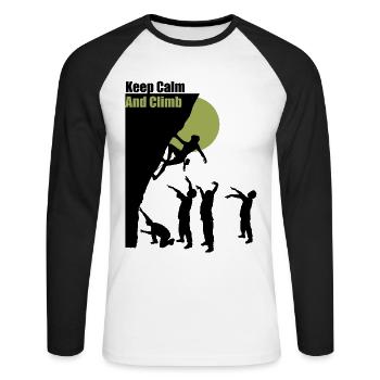 Bergsteiger - Unisex Baseballshirt langarm - Weiß/Schwarz - Vorne - Nik (191cm)