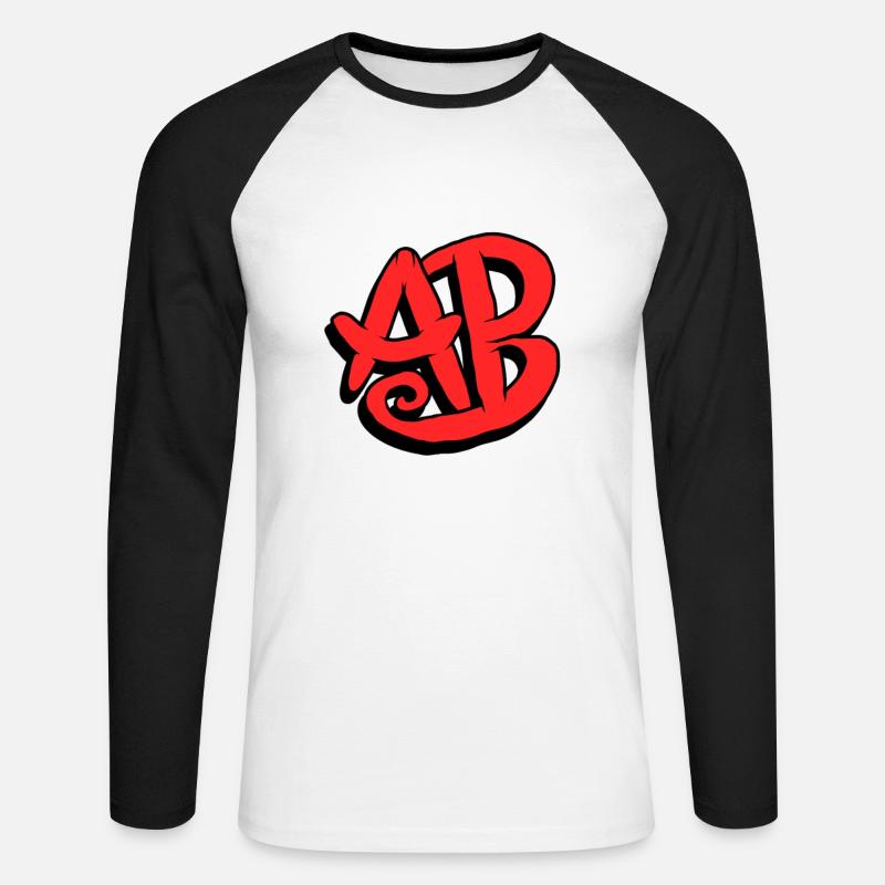 Graffiti Initialen AB - Unisex Baseballshirt langarm - Weiß/Schwarz
