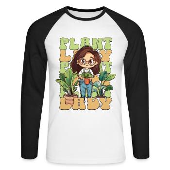 Plantes Dame Plantes Femme Fille J’aime les plantes - T-shirt baseball manches longues Homme - blanc/noir - Devant - Nik (191cm)