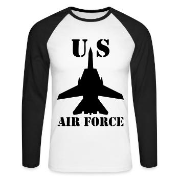 air_force - Unisex Baseballshirt langarm - Weiß/Schwarz - Vorne - Nik (191cm)