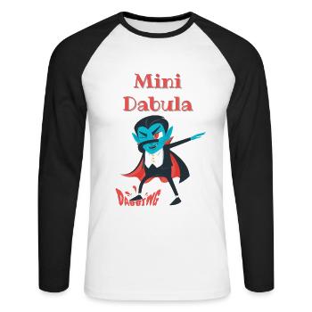 Dabula Dabbing - T-shirt baseball manches longues Homme - blanc/noir - Devant - Nik (191cm)